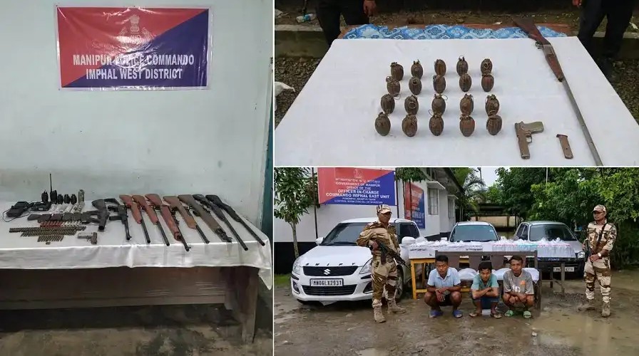 Imphal: मणिपुर में हथियारों के खिलाफ ऑपरेशन तेज, पिस्तौल-बंदूकें, 86 कारतूस और 23 ग्रेनेड बरामद